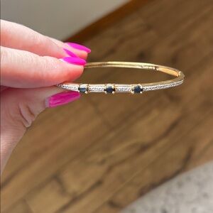 Vintage Gold plated over sterling silver Black Onyx with Diamond chips